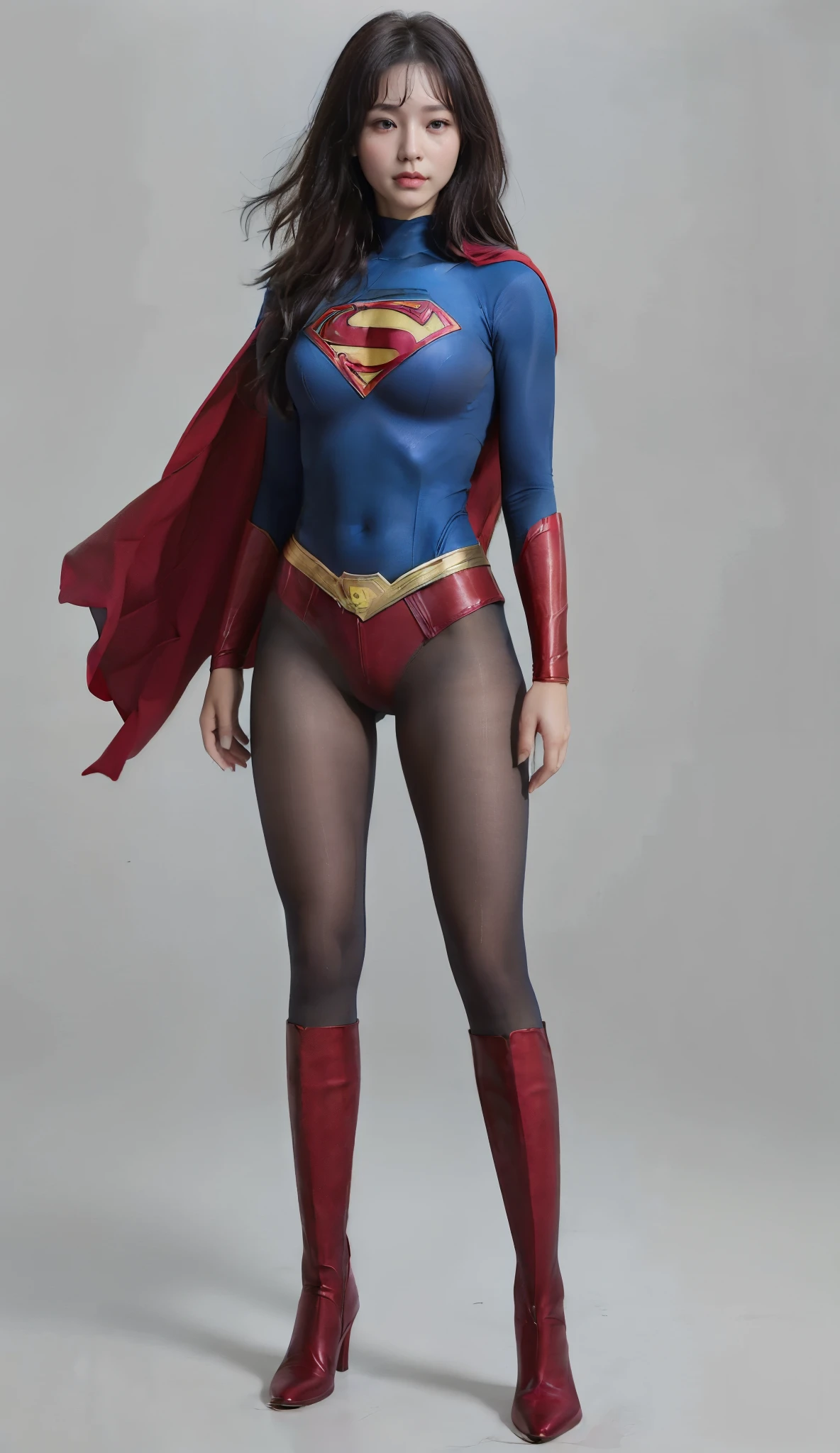 No background、(((Always close your eyes)))、(((Beautiful legs in black tights.)))、(((Legalize the beauty of your suffering face)))、((((Make the most of your original images)))、(((Supergirl Costume)))、(((Beautiful Hair)))、(((suffering)))、(((Please wear black tights....、Wear red boots)))、((Best image quality、8k))、((Highest quality、8k、masterpiece:1.3))、(((Preserve background )))、Sharp focus:1.2、Beautiful woman with perfect figure:1.4、Slim Abs:1.2、Wet body:1.5、Highly detailed face and skin texture、8k