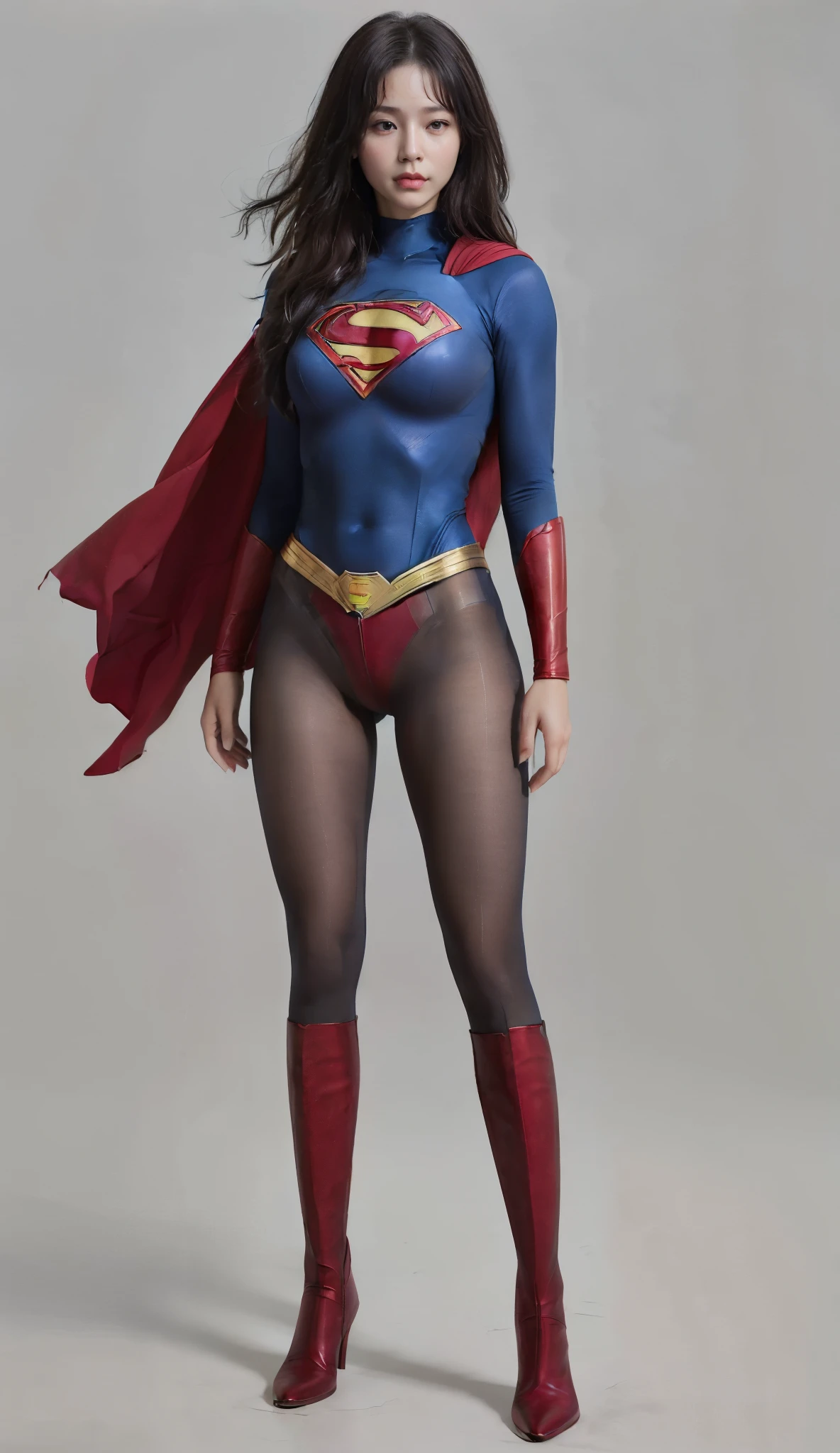 No background、(((Always close your eyes)))、(((Beautiful legs in black tights.)))、(((Legalize the beauty of your suffering face)))、((((Make the most of your original images)))、(((Supergirl Costume)))、(((Beautiful Hair)))、(((suffering)))、(((Please wear black tights....、Wear red boots)))、((Best image quality、8k))、((Highest quality、8k、masterpiece:1.3))、(((Preserve background )))、Sharp focus:1.2、Beautiful woman with perfect figure:1.4、Slim Abs:1.2、Wet body:1.5、Highly detailed face and skin texture、8k