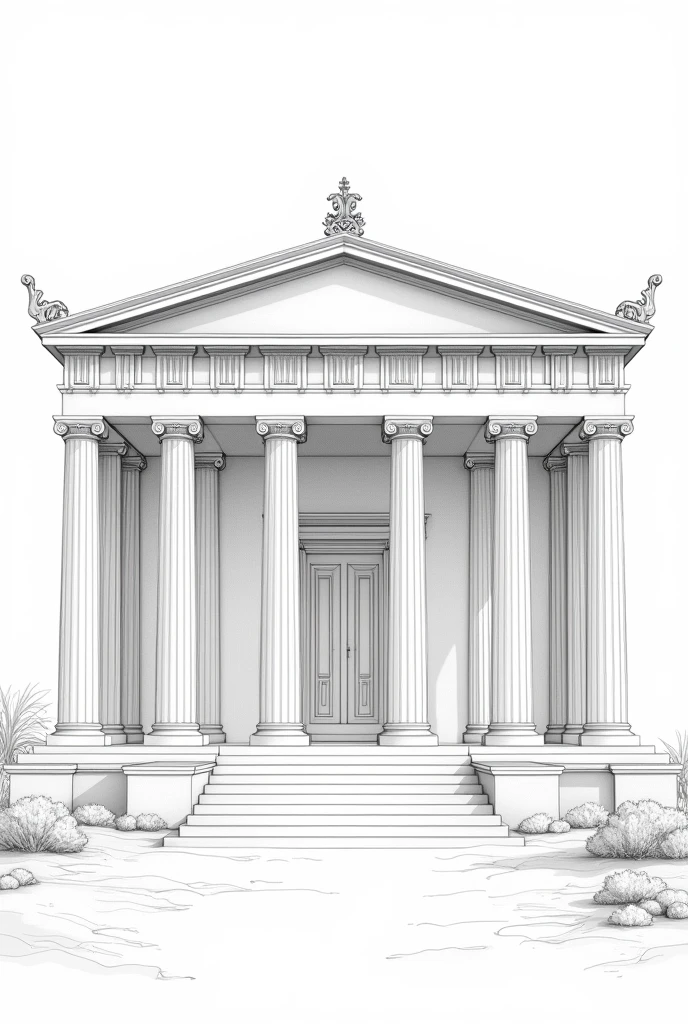 Greek Temple, Drawing, Easy to Draw, Front View, Big