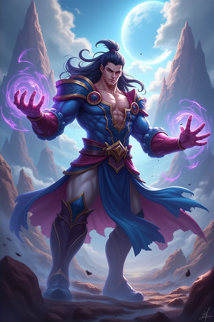 Poster that has zilong as a background and at the center put the name KJ plays 