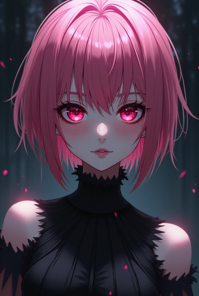 gothic Anime hot girl with Dirty dark Light Very dark less color pink hair And hime cut pale ghost siren Eyes red Eyes 2D