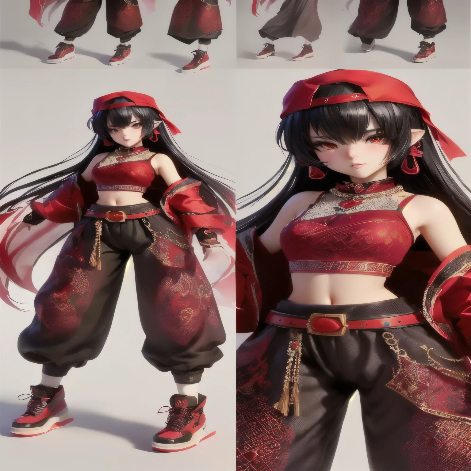 Sakimi-chan style, Wop style, Portrait, A face with intricate details, beautiful woman, plump lips, Opaque cloth, Medieval veil, head rail, 12th century, Heterochromia eyes, Rainbow eyes, Medieval clothing, swell, Lord of the Rings set, near perfect, beautiful anime style, Panorama of characters, Clean and detailed face, Fluorescent shadow, beautiful color gradient, depth of field, clean graphics, High quality, Highly detailed, high definition, Luminous Studio graphics engine