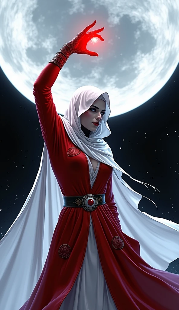 a woman in a hoodedie holding a red light in his hand, dan mumford tom bagshaw, ( ( ( ( ( dan mumford ) ) ) ) ), wearing cultist red robe, cultist, dan mumford and alex grey style, d & d lich, lich vecna (d&d), dan mumford. concept art, in the style dan mumford artwork
