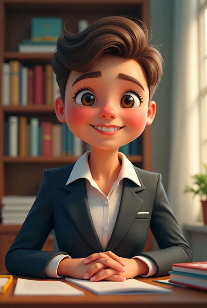 Create a image of a school principal short height and healthy 