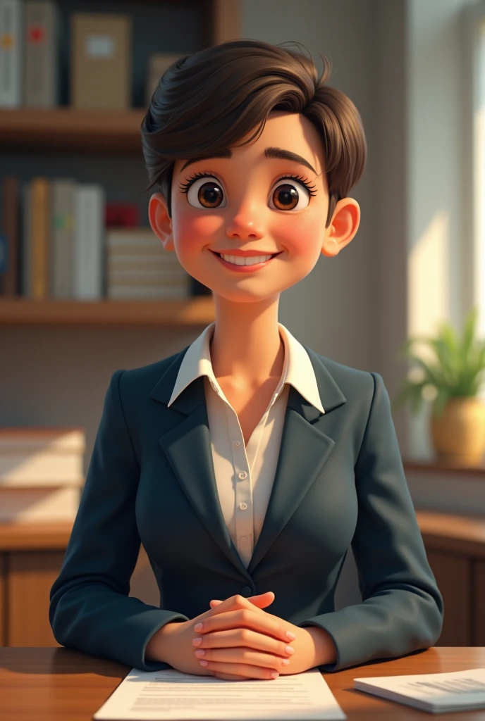 Create a image of a school principal short height and healthy