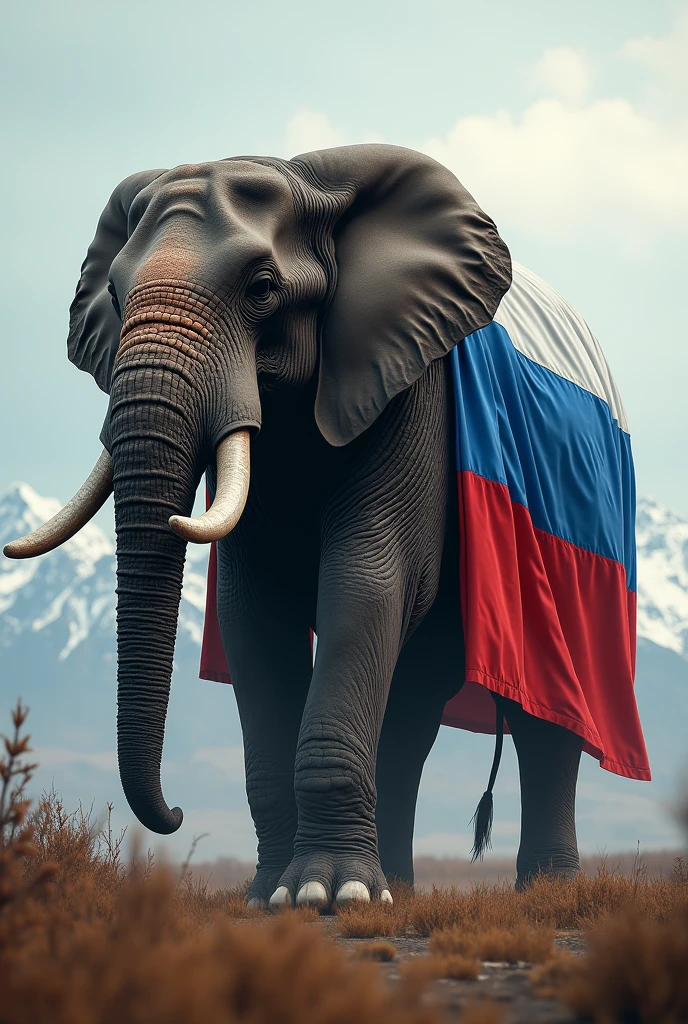 Russia flag on elephant 