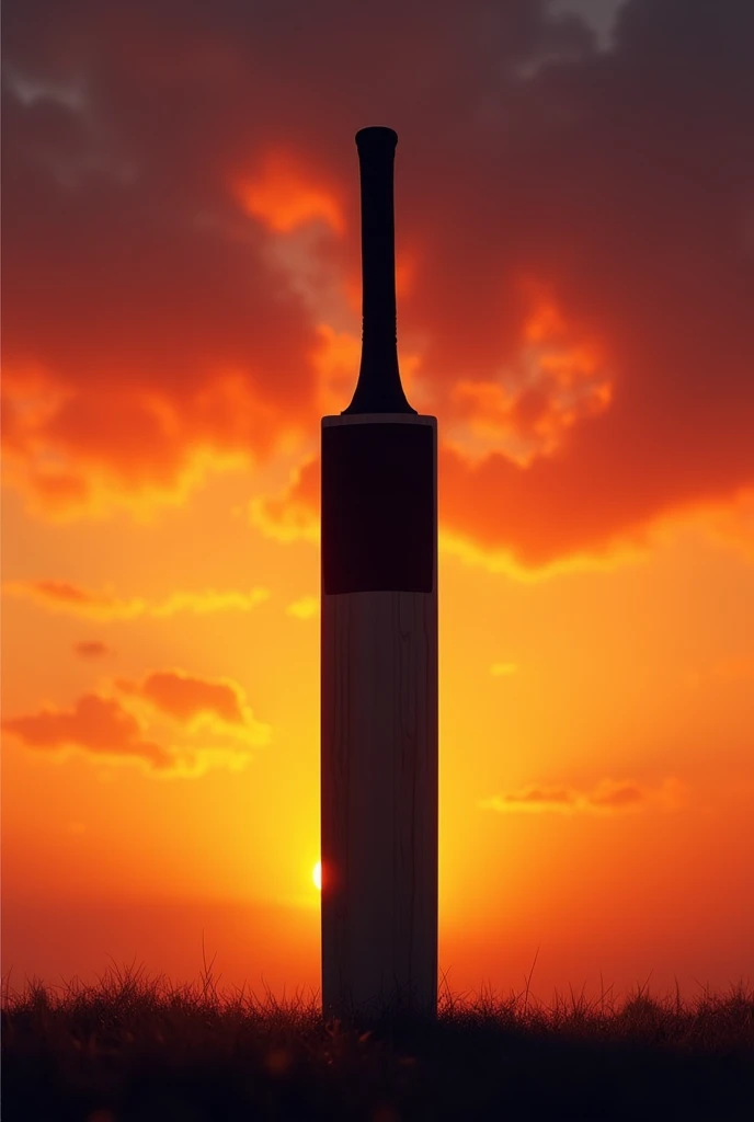 A  cricket 
bat in sunset 
