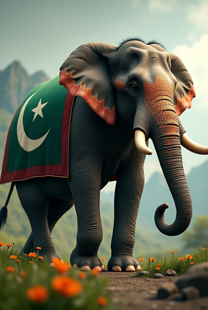 Pakistan flag on elephant