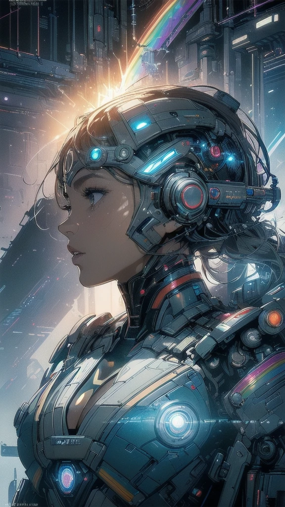 (((masterpiece, highest quality))),(((solo:1.2))),(((1girl:1.2))),32k wallpaper, very detailed, poster, vintage science fiction,(((((geometric cinematic movie poster))))), ((((bauhaus)))),(((abstract))),((((mid century modern)))),(((((portfolio))))),(((((Close-up))))),(((((bust up))))),((((more various angle)))),(((highlight))),(((complete. detailed face))),(((Extremely talented))),(((most complecated machine))),(((Overall colorfully))),((((((Absolutely simple background)))))),(((((detailed futuristic machine))))),(((Cleavage))),(((marvel super heroes))),(((rainbow color scheme)))