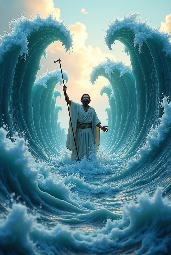 Bible dividing the sea 3D logo