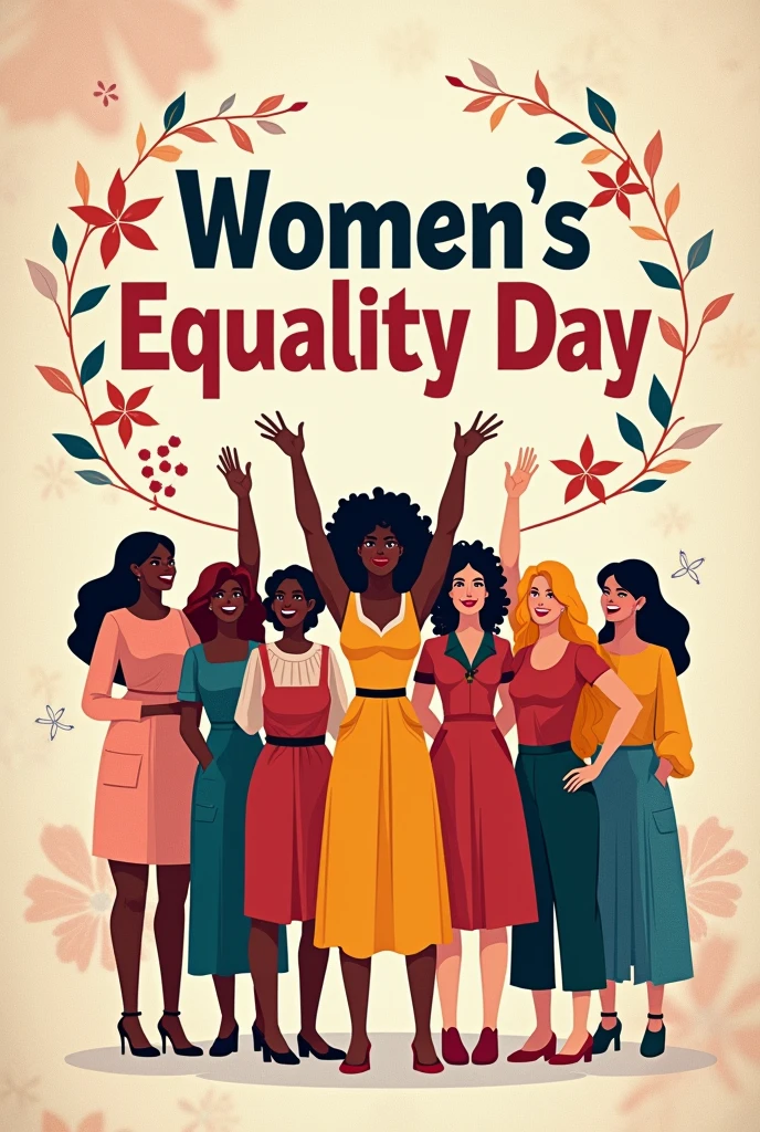 Generate image on women eqaulity day on chartpaper size like poster and in which written women equality day easy in vertical shape
