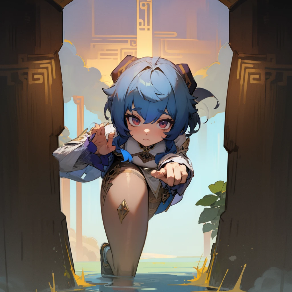 ((Highest quality))((masterpiece))((detailed))(nsfw)((Highest quality))((masterpiece))((detailed))(Browsing Caution) (One Woman) Blue Hair、Large Breasts (透けchinese clothes) Fighting pussy/vagina