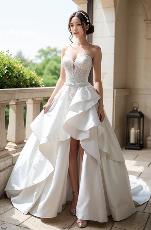 ,Just like the whole body," shape, Bride&#39;s white dress, small silver tiara,Small breasts, Beautiful cleavage,Fully visible bust,Sheer princess skirt,Church wedding,There is a large crowd of participants behind you, Perfect body, (Highest quality, 4K, 8k, High resolution, Tabletop:1.2), Very detailed, (Realistic, Realistic, Realistic:1.37), Royal, Fascinating, (Vibrant colors, Sharp Chest:1.1), Soft lighting", (((100% Transparent dress))). (((100% Transparent panties))). slender. (((100%-Good transparency))). Navel exposed. (((Tight waist))). (((Orgasm Facial))). (((Open your mouth))), (((Tight waist))), (((Perfect sexy body))),(((Perfect Proportions))), (((Orgasm Facial))),(((Mouth half open))), (((Put your hands between your legs))), (((Sheer micro-panties are completely visible)))