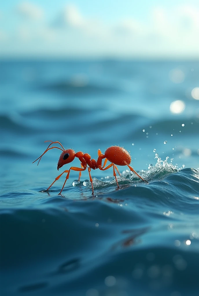 Ant in ocean