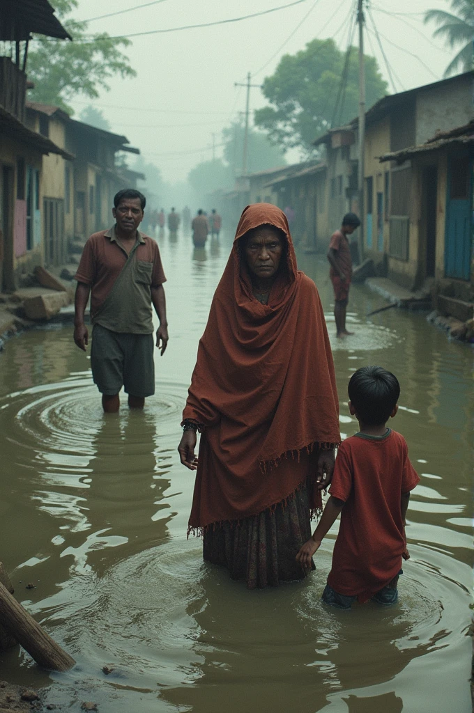 Flood affect in Bangladesh.  Man,women,boy, and  are affected