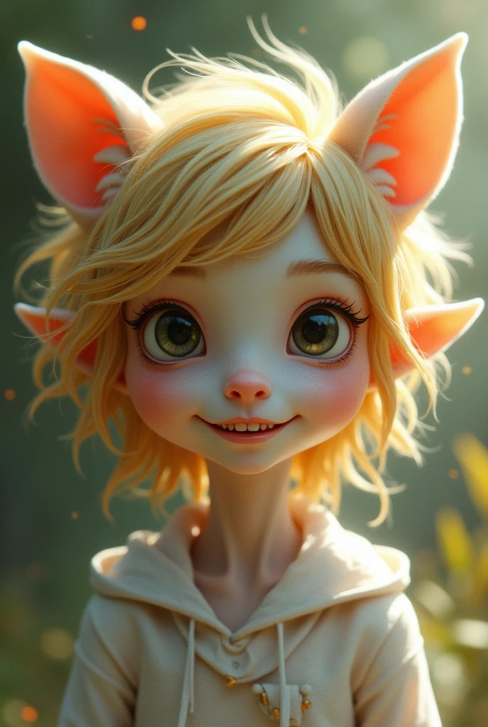 blond ,Slim , dog-like , Boy , with slanted eyes, and very fair skin