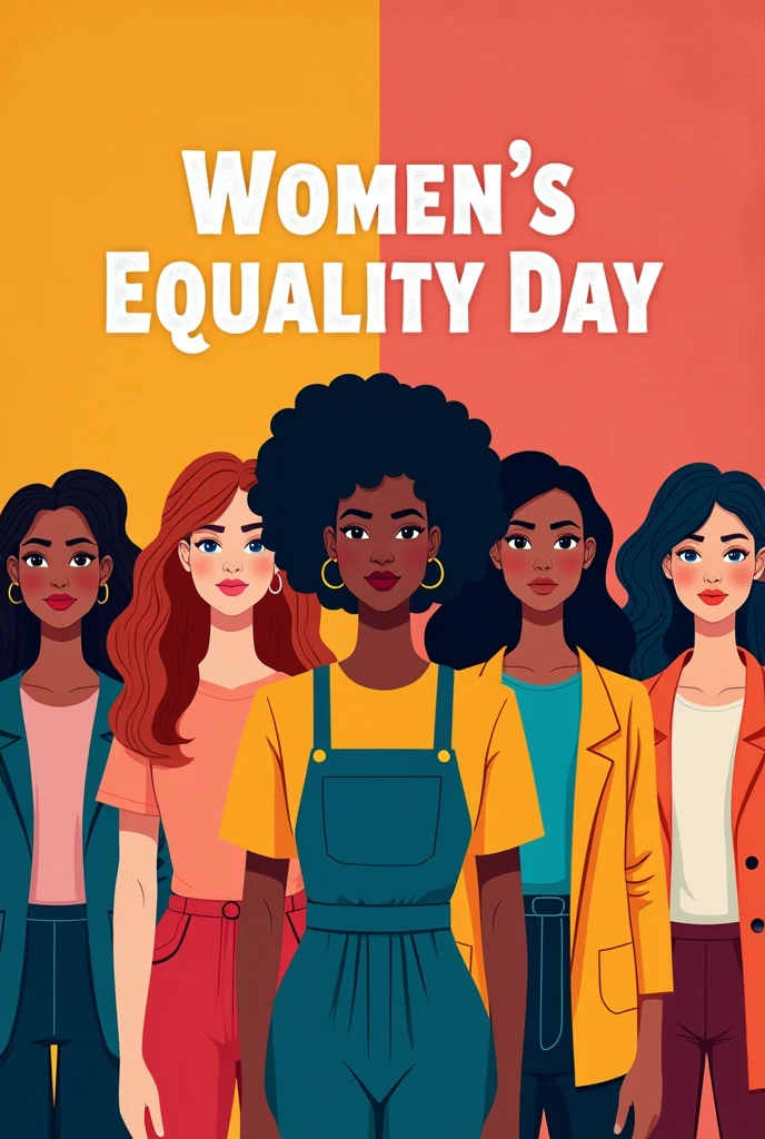 Generate drawing poster on women eqaulity day for making in chartpaper in horizontal view with women eqaulity day written in chatpaper