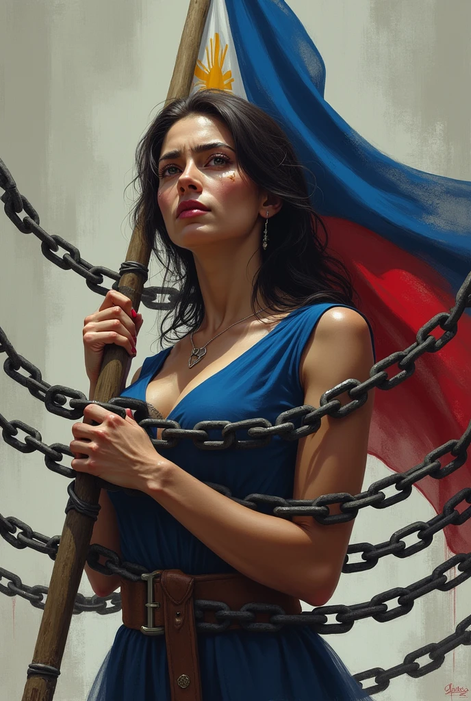<lora:k3nk3lly:0.75>woman being tied up by shadow figures