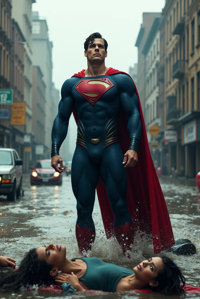 Superman seeing flood victims and unable to do anything 