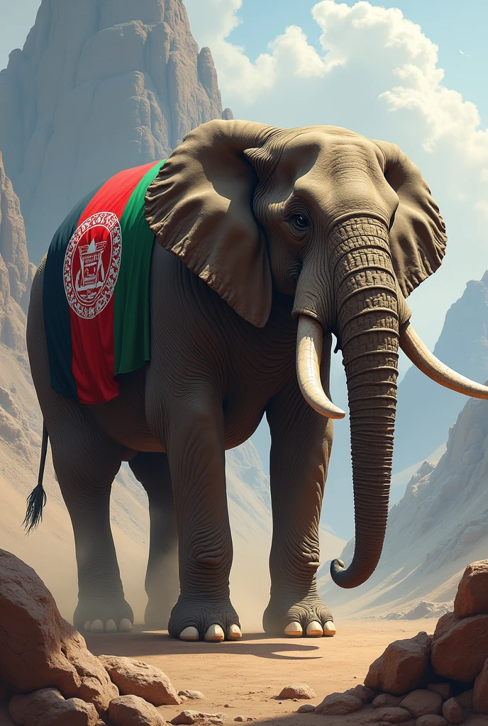 AFGHANISTAN flag on elephant on front