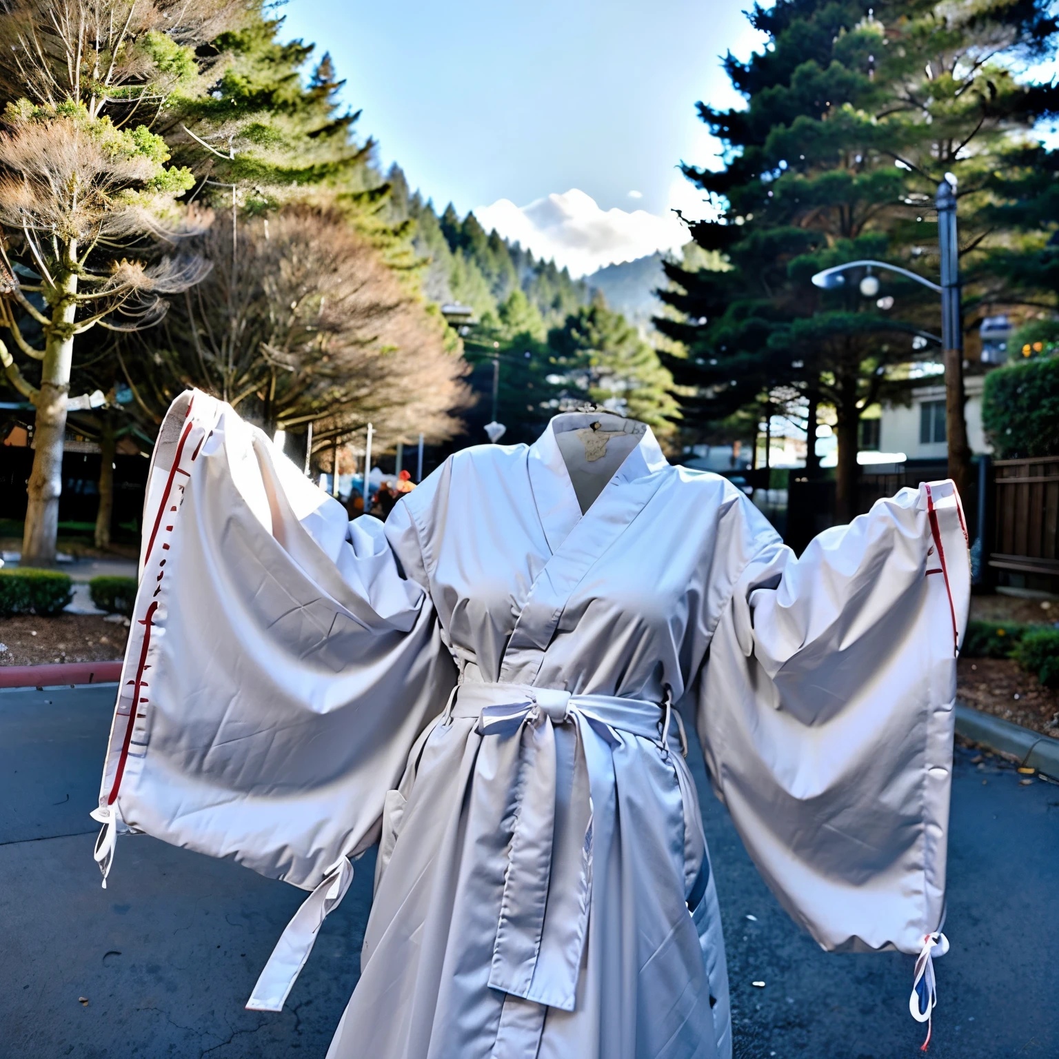 (invisible:1.5, no humans:1.5, headless:1.5, faceless:1.5), (very big breasts:1.5), miko clothes, long sleeves, detached sleeves, side breasts, long hakama, hakama skirt, (8k, RAW photo, best quality, masterpiece:1.2), (realistic, photo-realistic:1.37), photon mapping, radiosity, ((Hasselblad photography)), physically-based rendering
