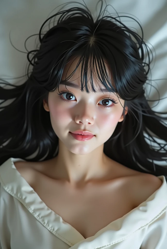 Tabletop, Highest quality, Realistic, RAW Photos, Digital SLR, Beautiful 15 year old Japanese girl, Glowing White Skin, orgsm face,bitch,smile,Realistic beautiful makeup face, Realistic and beautiful bright eyes, double eyelid, Displaying the viewer,(lying on bed:1.3), (Highly detailed shiny long black hair and bangs), (Tousled hair in strong winds), Slim figure, Slim face, Tight waist, Big Breasts, Thin thighs, ((badroom)), (nude),(Show off nipples:1.4),Realistic lighting and shadows, This is a very delicate and beautiful photo.., Ultra-high resolution, 8k UHD wallpaper,(nsfw:1.3),fullbady,((spread legs)),(1boy:1.4),(penis),(fellatio)
