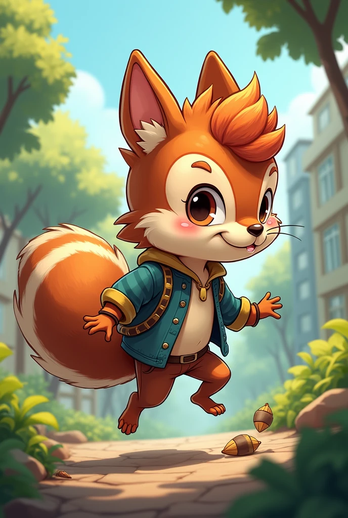 Combine a squirrel with Monica from Monica&#39;s Gang and create a male character 