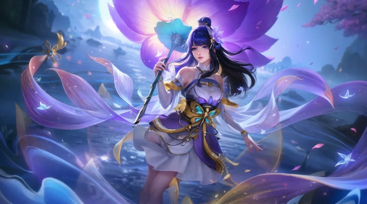 (masterpiece), highest quality, girl, alone, (trench jack)、kilt skirt、
a extremely delicate and beautiful girl, perfect details, super detailed illustrations, Close-up of girl, girls front, close up shot, head tilt, handsome figure, very long hair, Short wavy fine hair, asymmetrical bangs, eyes visible through hair, light silver hair, beautiful fine hair, Happy, delicate eyelashes, light blue eyes, with blue ornaments, blue hair ornament, earrings, wallpaper 8k CG, hyper quality, very detailed,nature, flower、{{{{small breasts}}}}、highlight