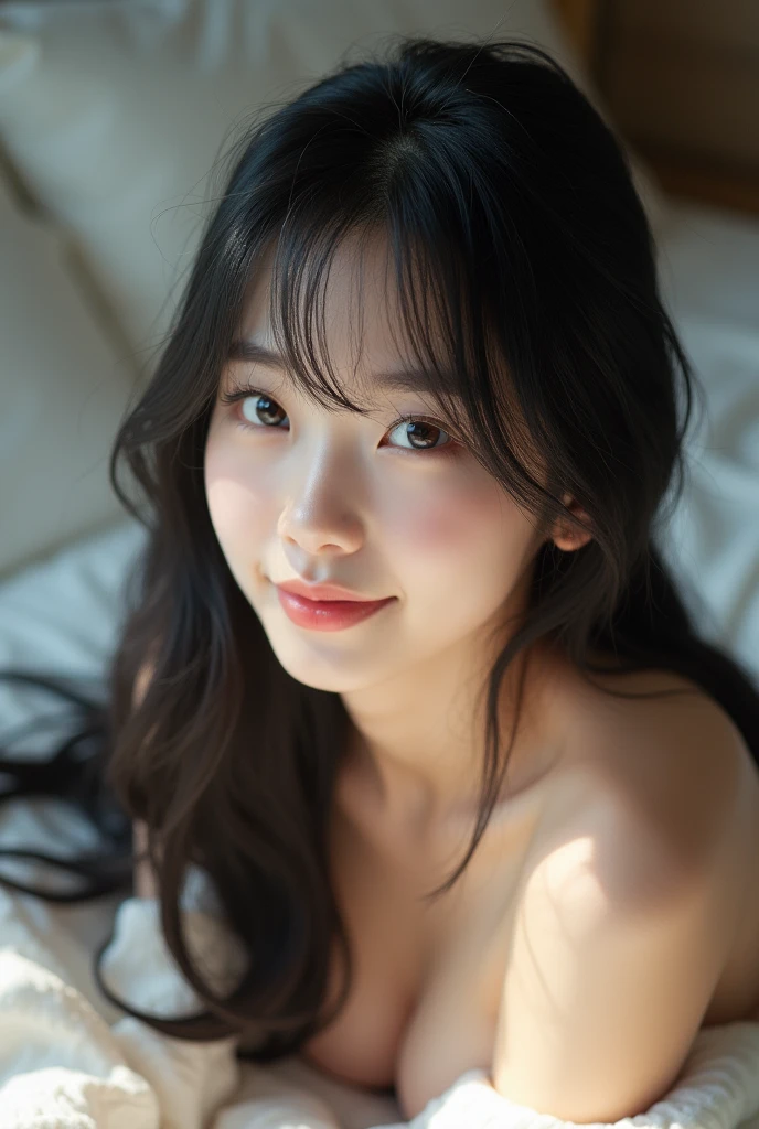 Tabletop, Highest quality, Realistic, RAW Photos, Digital SLR, Beautiful 15 year old Japanese girl, Glowing White Skin, orgsm face,bitch,smile,Realistic beautiful makeup face, Realistic and beautiful bright eyes, double eyelid, Displaying the viewer,(lying on bed:1.3), (Highly detailed shiny long black hair and bangs), (Tousled hair in strong winds), Slim figure, Slim face, Tight waist, Big Breasts, Thin thighs, ((badroom)), (nude),(Show off nipples:1.4),Realistic lighting and shadows, This is a very delicate and beautiful photo.., Ultra-high resolution, 8k UHD wallpaper,(nsfw:1.3),fullbady,((spread legs)),(1boy:1.4),(penis),(fellatio), all naked, show entire body