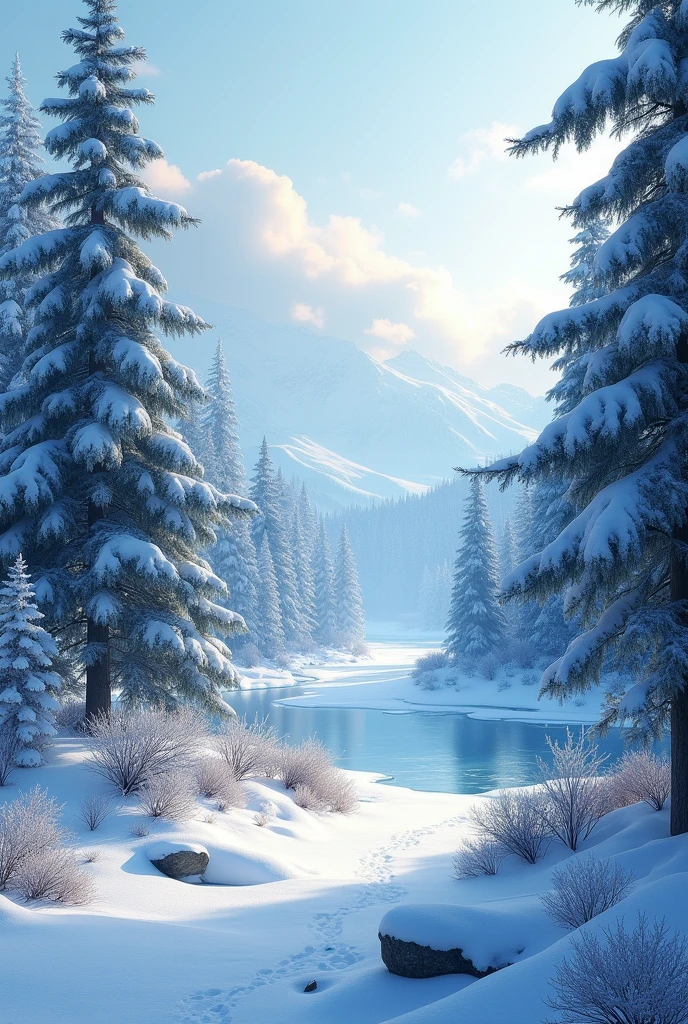 Beautiful Landscape winter nature background