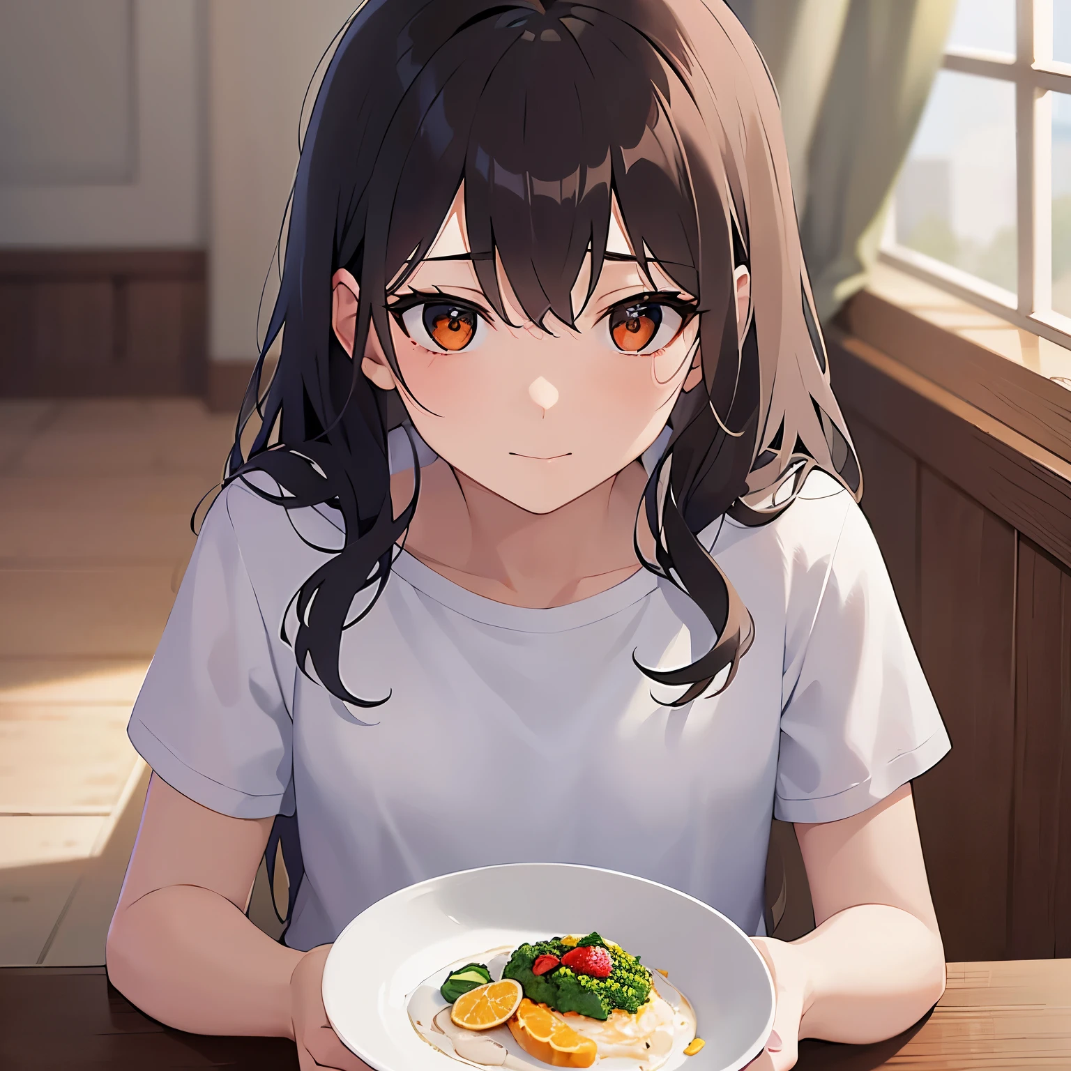 学校のJobで、Spitting food out of the mouth、Job、Girl、Girl、Short、Younger、Baby Face、flat chest、Dynamic Angle、masterpiece、best quality、ultra-detail、Both eyes open、Sweat、Light clothing、School lunch menu、meal、classmate、Crying face、Open your mouth、Vomiting、Vomit、mini skirt、Pussy、Vomit、canteen、Sitting in a chair、Many children are sitting