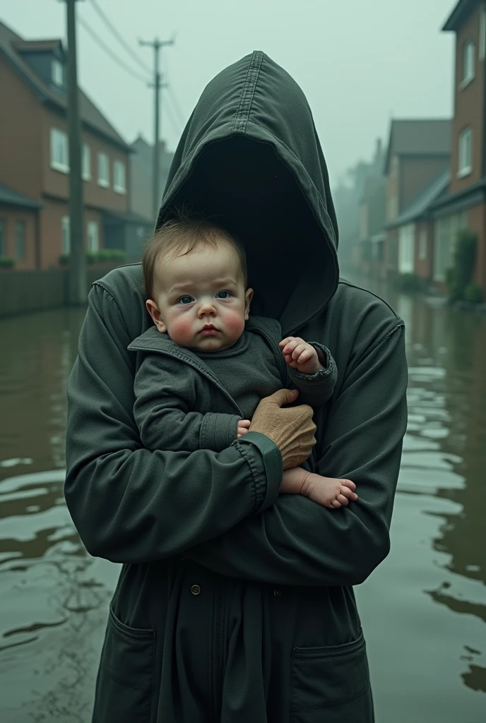 Carrying real baby face floodly