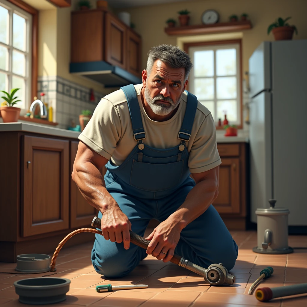 pumbler(man:human ),repairing broken kitchen pipe