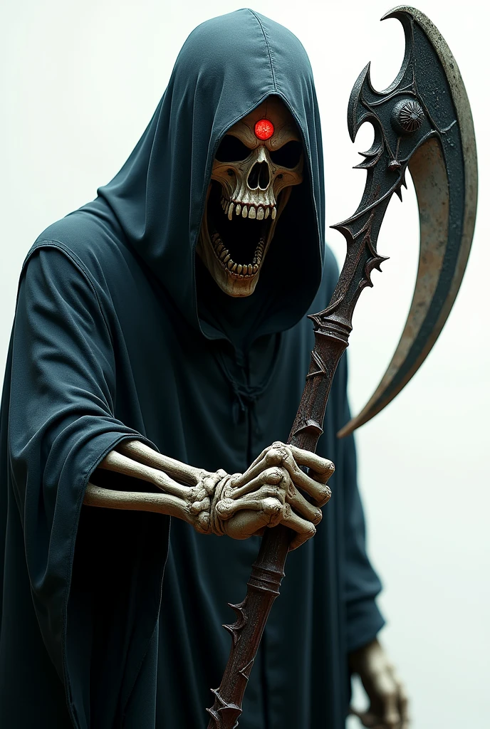 A dedly Soul open mouth, red eye equip scythe in kiler pos , close photography
