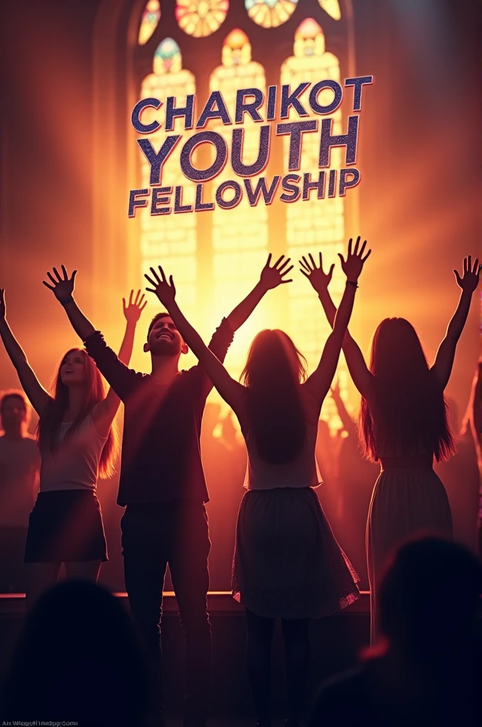 Make facebook banner of christain worship team and written words" Charikot Youth Fellowship"