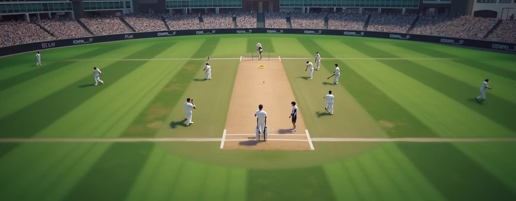 Cricket ground,drop shadow, anaglyph, stereogram, tachi-e, ass pov, atmospheric perspective, 8k, super detail, best quality