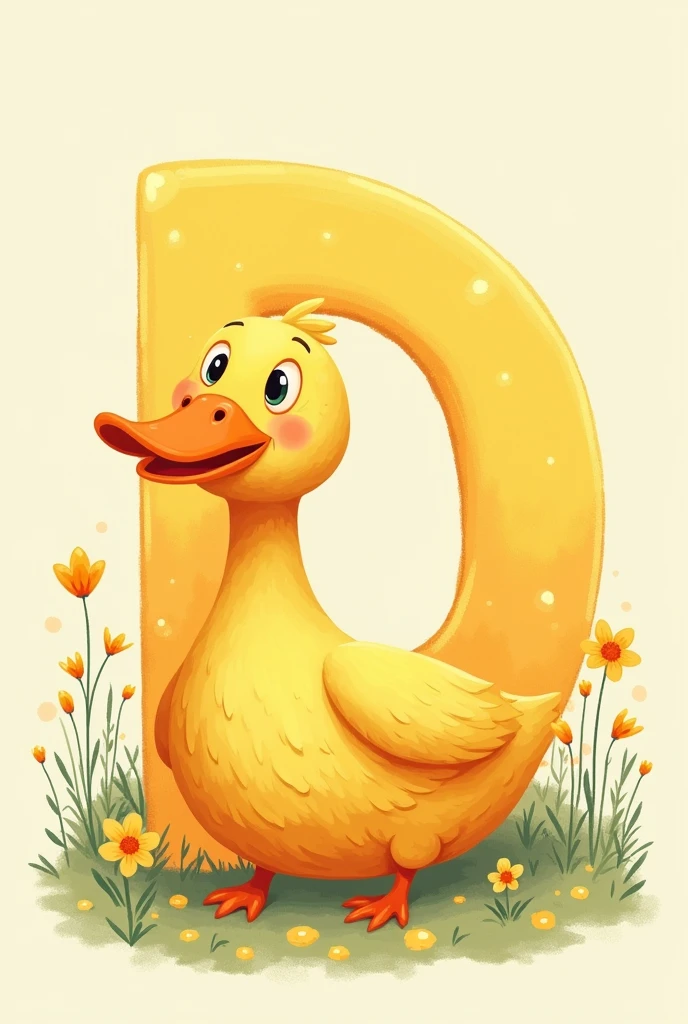 Duck picture and write latter D. For kids 