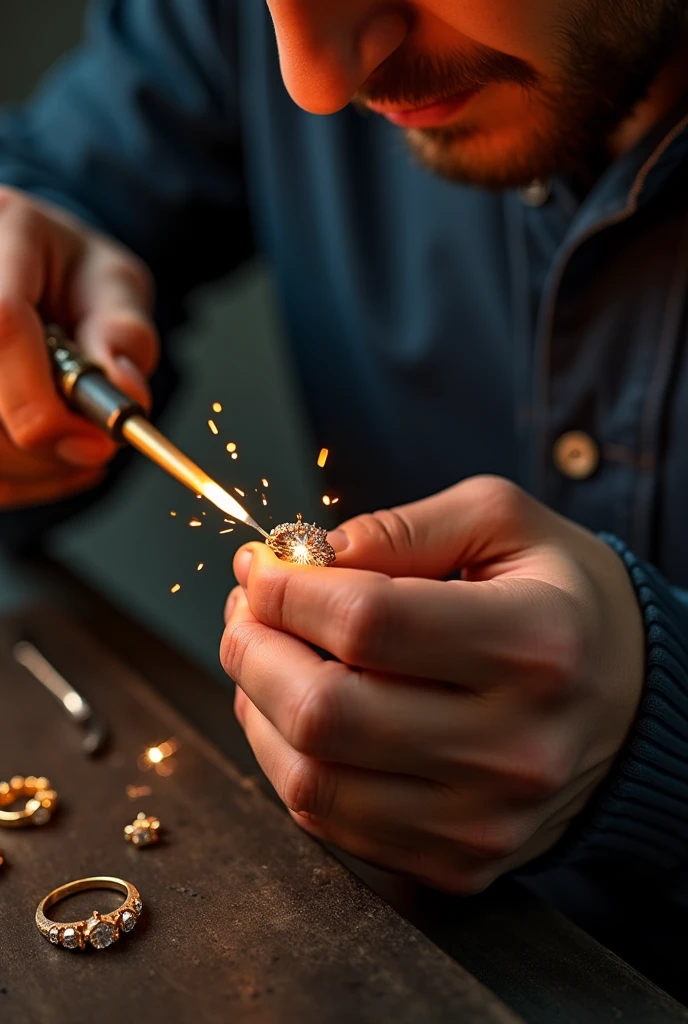 Soldering a diamond ring 
