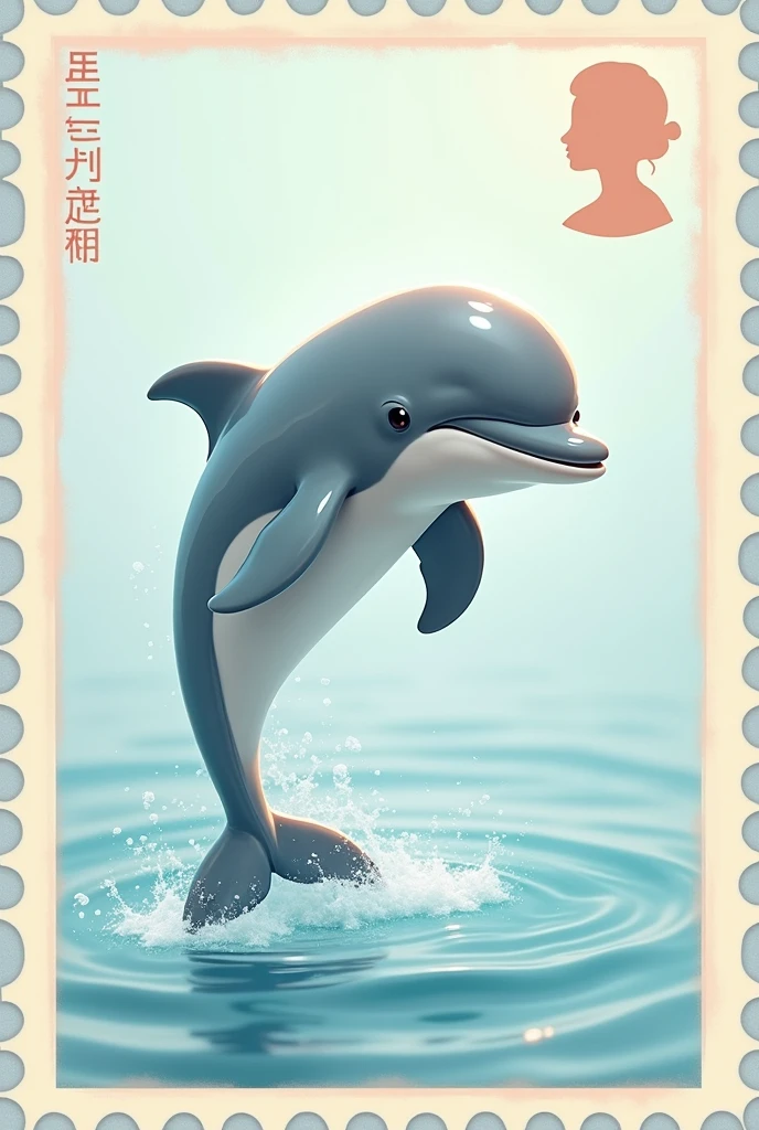 A dolphin, cute dolphin, baby dolphin, dolphin stamps, stamps, solid background, high quality, 8k, detailed, photorealistic, hyper detailed, intricate details, cinematic lighting, soft lighting, pastel colors, warm tones, minimalist, clean, simple, elegant.