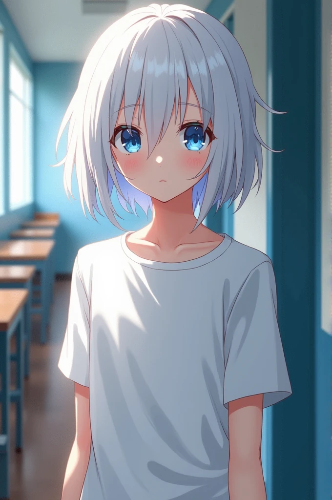 masterpiece, best quality, ultra-detailed, glistening shiny, glowing light, ray tracing, HDR, deph of field, (perfect face, detailed face), <lora:SprRen:0.7>, sprren, (dark skin:1.2), short hair, hairclip, flat chest, t-shirt, denim shorts, waving, outdoors