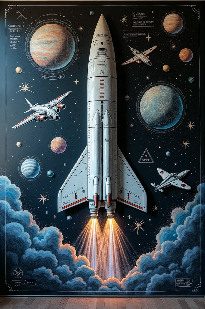 blackboard decoration for aerospace in the theme of aerospace