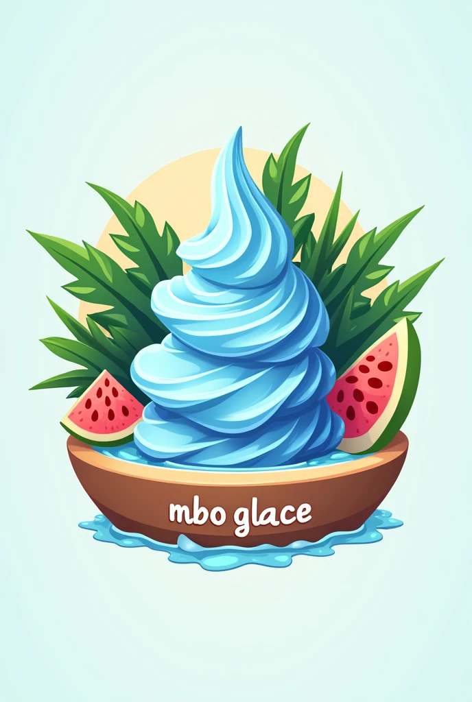 le logo d'un glacier moderne, avec pour activité la vente de glaces à l'italienne avec des fruits exotiques, le nom du glacier est "MBO GLACE"