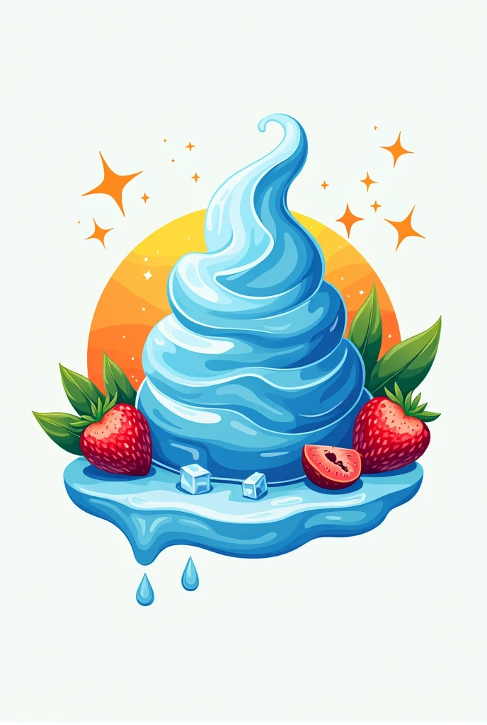le logo d'un glacier moderne, avec pour activité la vente de glaces à l'italienne avec des fruits exotiques, le nom du glacier est "MBO GLACE"