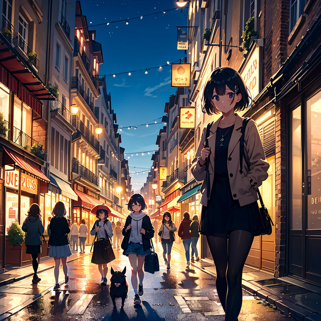 {{{Masterpiece, highest quality, high-resolution background}}}, bright and beautiful atmosphere, 3 girls (, 1 short-tempered round face), small breasts, large travel bag, summer clothes for travel, on the streets of Paris A walking girl, Paris-like mini pigs, a mini pig peeking out of a travel bag, "deltamon_sdXL :0.73) >Deltamon"