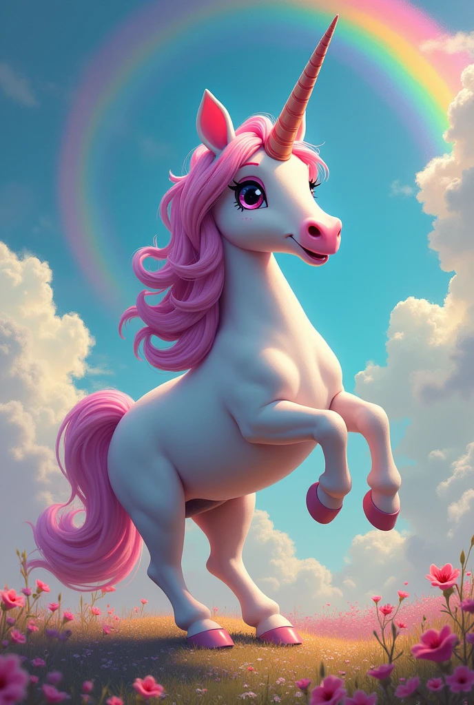 Lospollostv head on a unicorn with rainbows