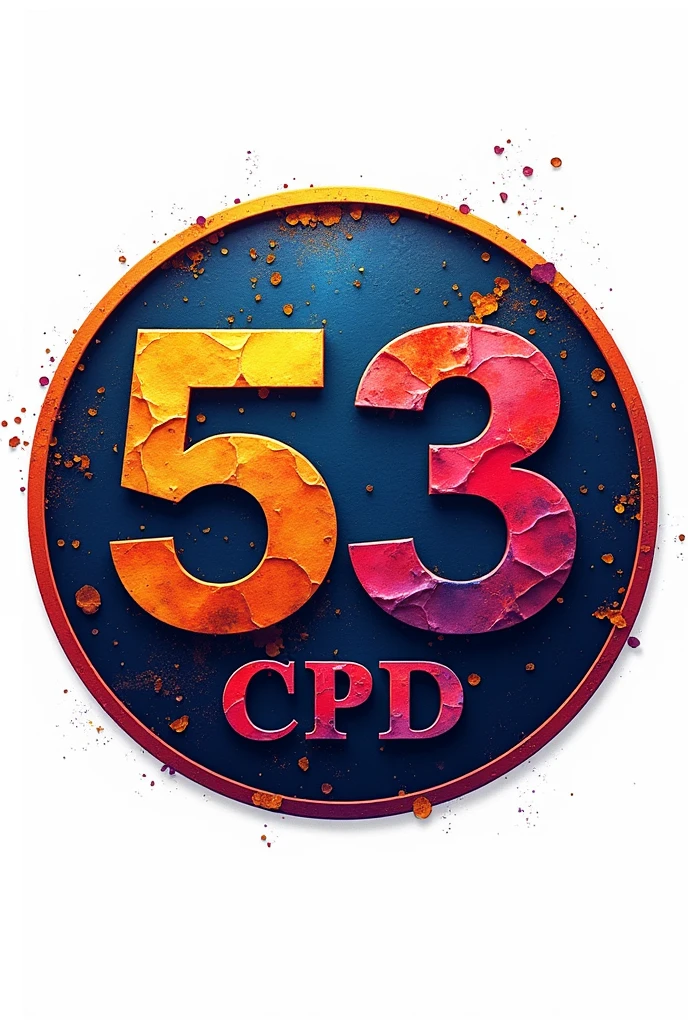 Create a team style logo with letters " CPD 53  " Criar uma arte , with bright and striking colors, create a round logo, with many textures , com o fundo branco