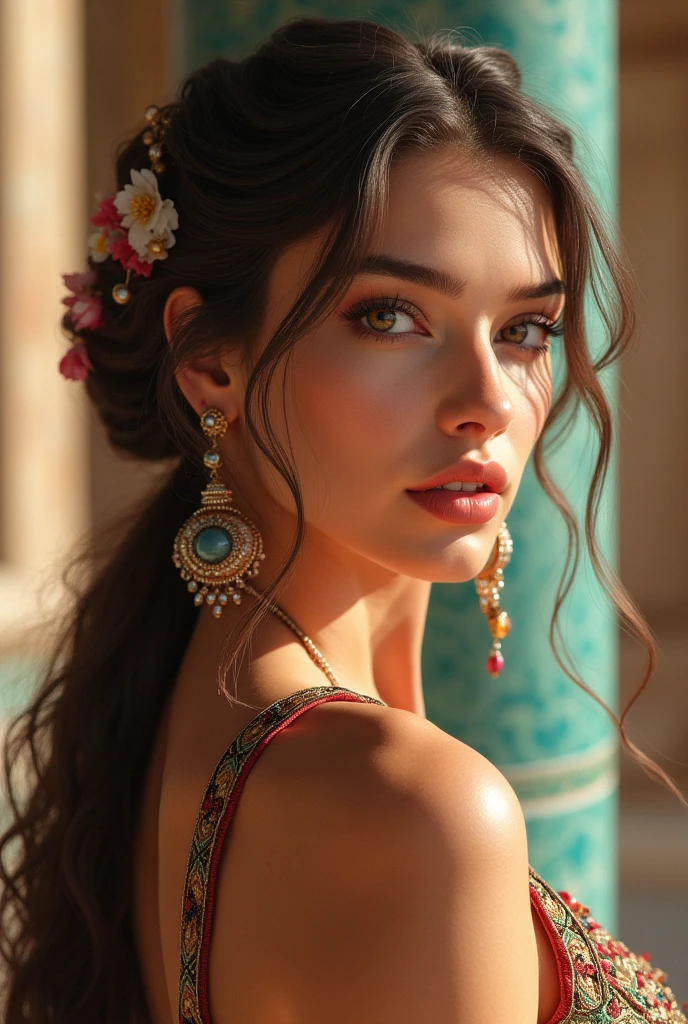 Make me a beautiful 22 year old woman with a face like gigi hadid uzbekistan version
