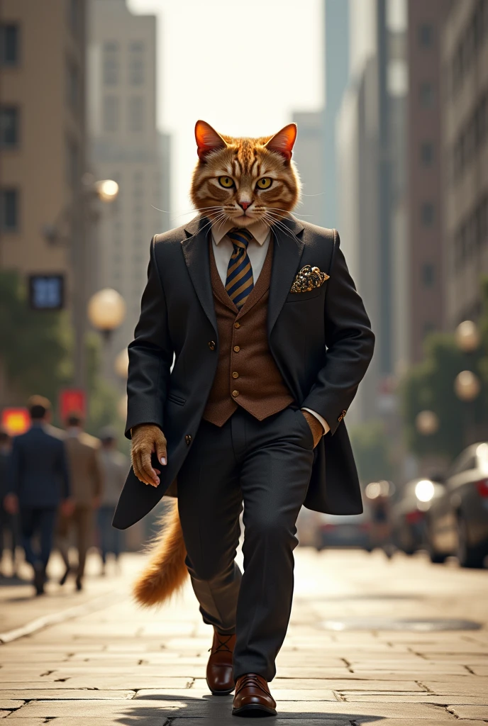 Creat images of cat cat is rich walk on road