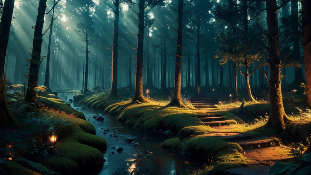 ((masterpiece)),((Highest quality)),((High Detail)), nobody, background, fantasy, Magical Forest, Mysterious Light