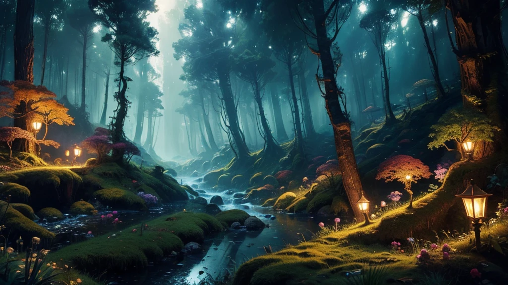 ((masterpiece)),((Highest quality)),((High Detail)), nobody, background, fantasy, Magical Forest, Mysterious Light